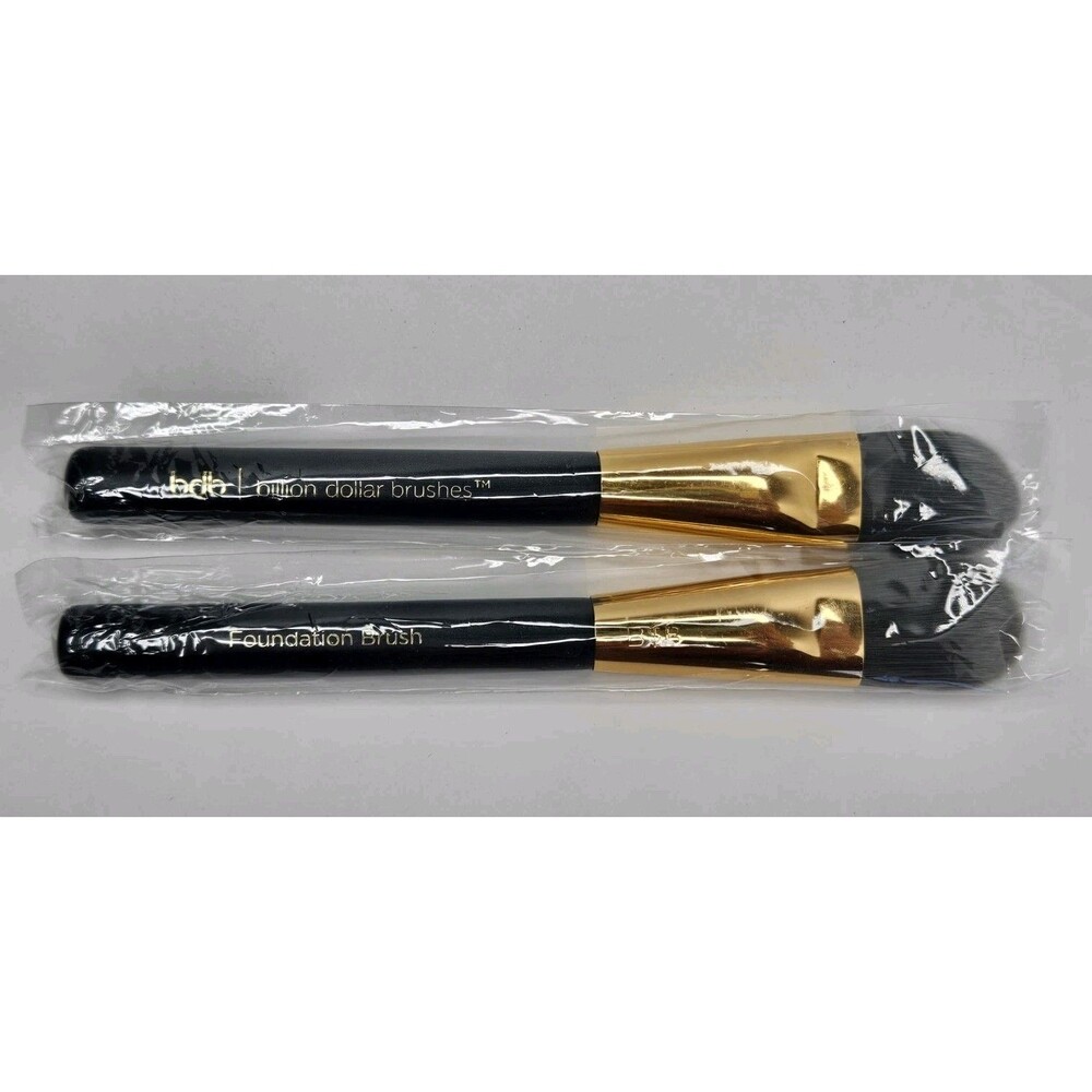 Billion Dollar Brushes Liquid Foundation Brush Lot Of 2 Synthetic Black Gold